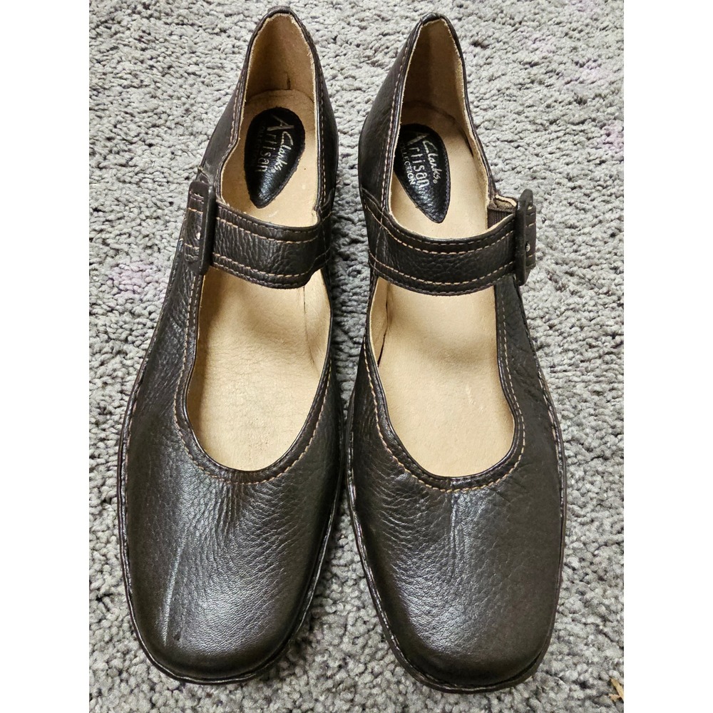 Clarks Artisan Brown Leather Mary Jane Buckle Pumps Shoes 72026 Womens 9.5 M